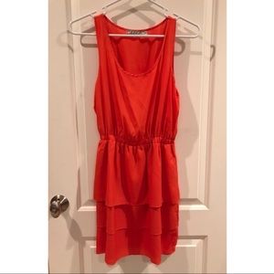 Chloe K Orange Layered Dress with Cinched Waist
